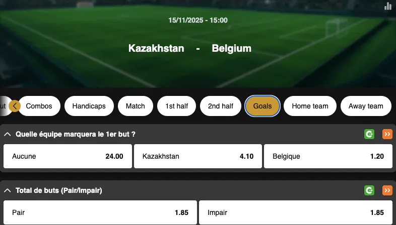 WK 2026 Kwalificaties | Kazachstan – België | Golden Vegas Sport