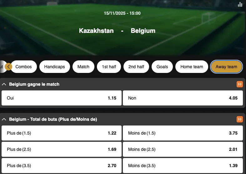 WK 2026 Kwalificaties | Kazachstan – België | Golden Vegas Sport