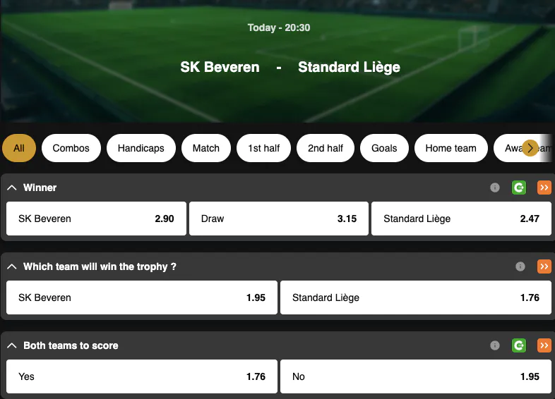 Belgian Cup | Waasland Beveren - Standard Liege | Golden Vegas Sport