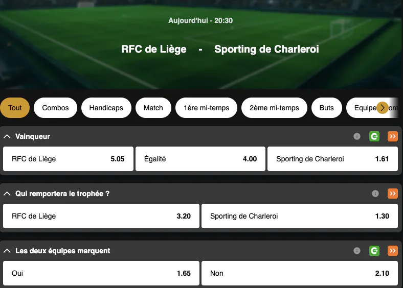 Coupe de Belgique | RFC Liège - Charleroi | Golden Vegas Sport