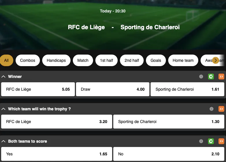 Belgian Cup | RFC Liège - Charleroi | Golden Vegas Sport