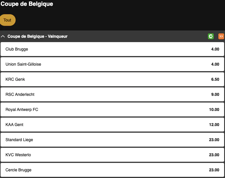 Coupe de Belgique | Vainqueur | Golden Vegas Sport