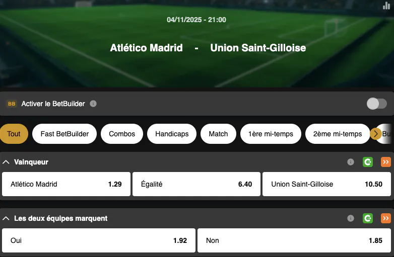 Champions League | Atletico Madrid - Union Saint-Gilloise | Golden Vegas Sport