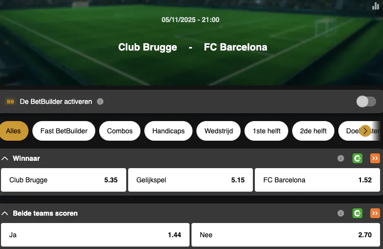 Champions League | Club Brugge - FC Barcelone | Golden Vegas Sport