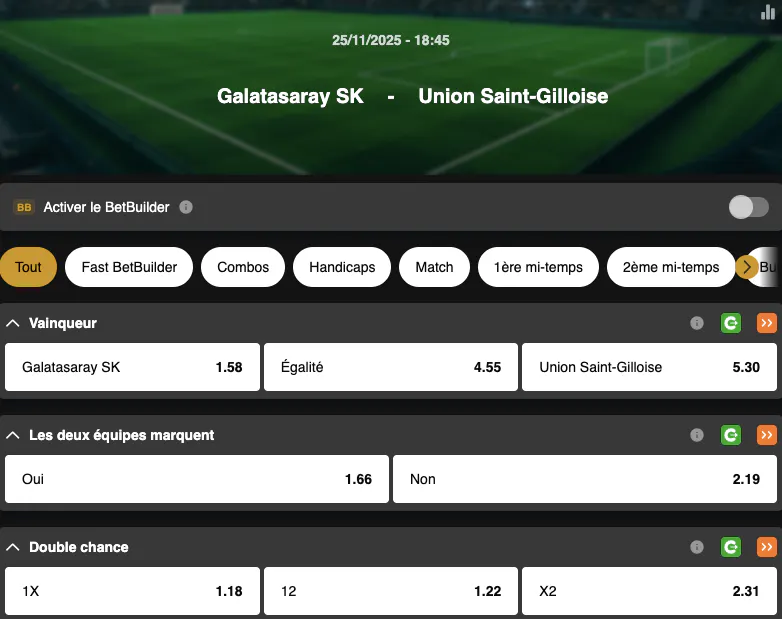 Champions League | Galatasaray - Union Saint-Gilloise | Golden Vegas Sport