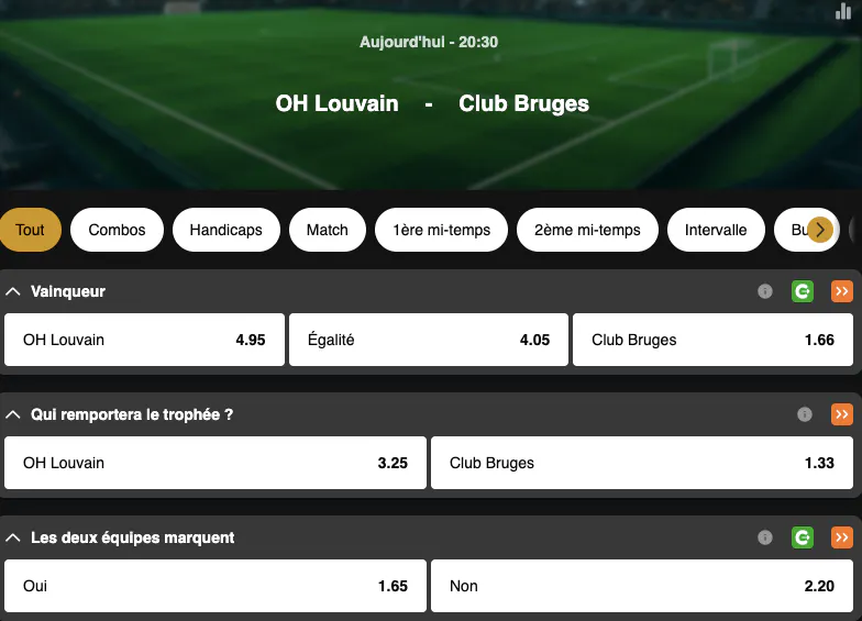 Coupe de Belgique | OH Louvain - Club Bruges | Golden Vegas Sport