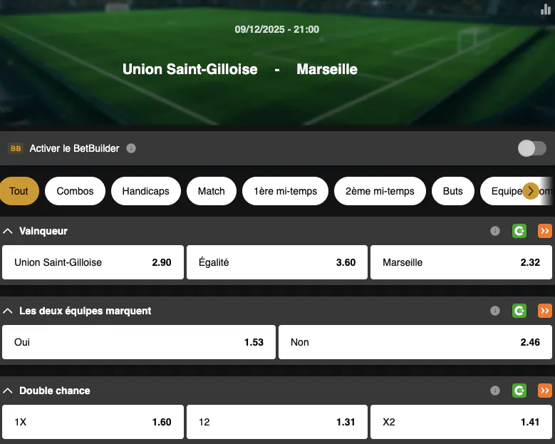 Champions League | Union Saint-Gilloise - Marseille | Golden Vegas Sport