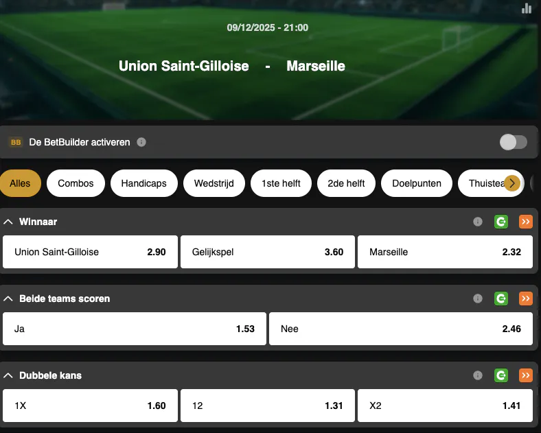 Champions League | Union Saint-Gilloise - Marseille | Golden Vegas Sport