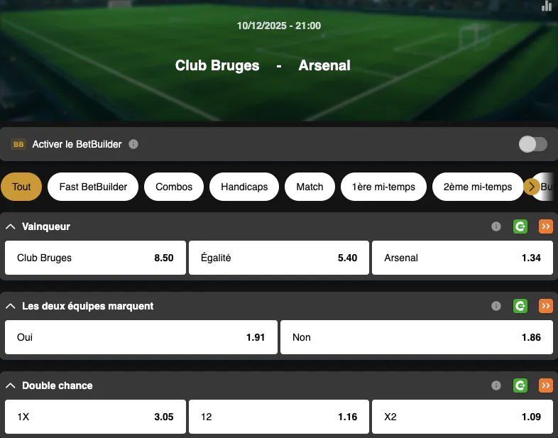Champions League | Club Bruges - Arsenal | Golden Vegas Sport