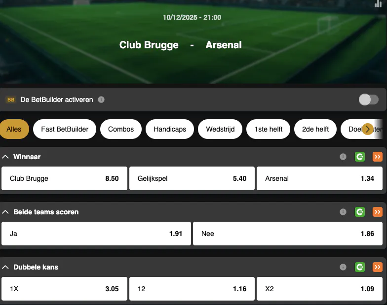 Champions League | Club Bruges - Arsenal | Golden Vegas Sport