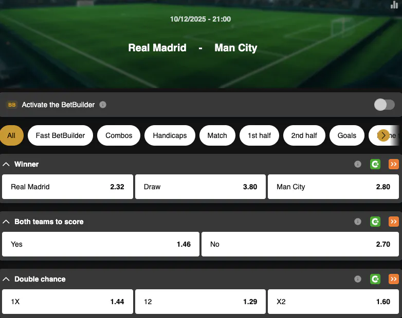 Champions League | Real Madrid - Manchester City | Golden Vegas Sport