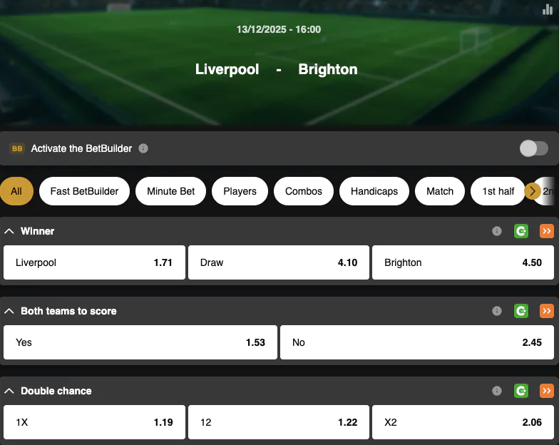 Premier League | Liverpool - Brighton | Golden Vegas Sport