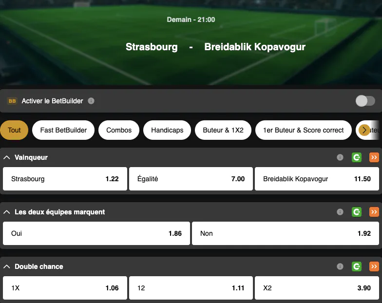 Conference League | Strasbourg - Breidablik | Golden Vegas Sport
