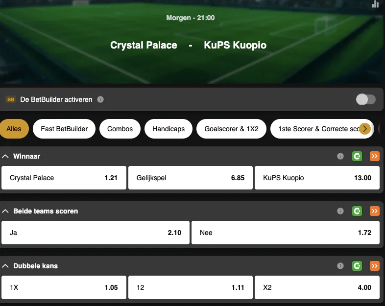Conference League | Crystal Palace - KuPS Kuopio | Golden Vegas Sport