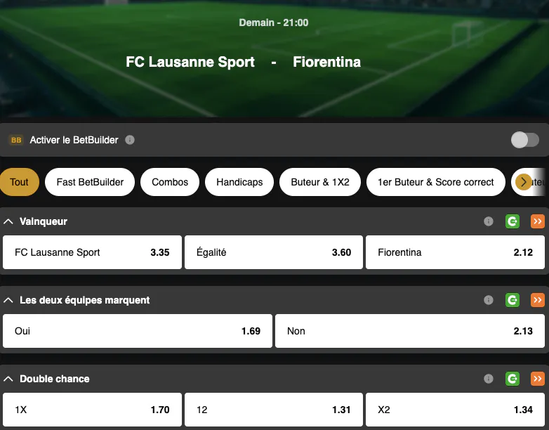 Conference League | Lausanne Sport - Fiorentina | Golden Vegas Sport