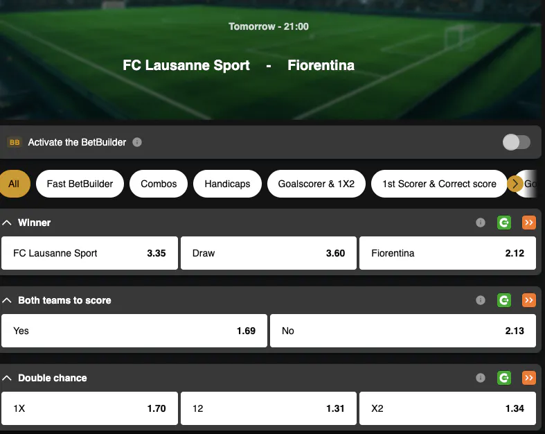 Conference League | Lausanne Sport - Fiorentina | Golden Vegas Sport