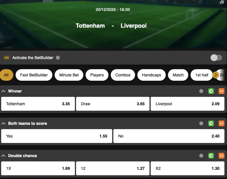 Premier League | Tottenham - Liverpool  | Golden Vegas Sport