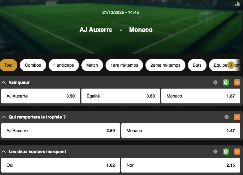 Coupe de France | Auxerre - Monaco | Golden Vegas Sport