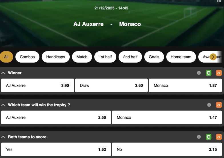 Coupe de France | Auxerre - Monaco | Golden Vegas Sport