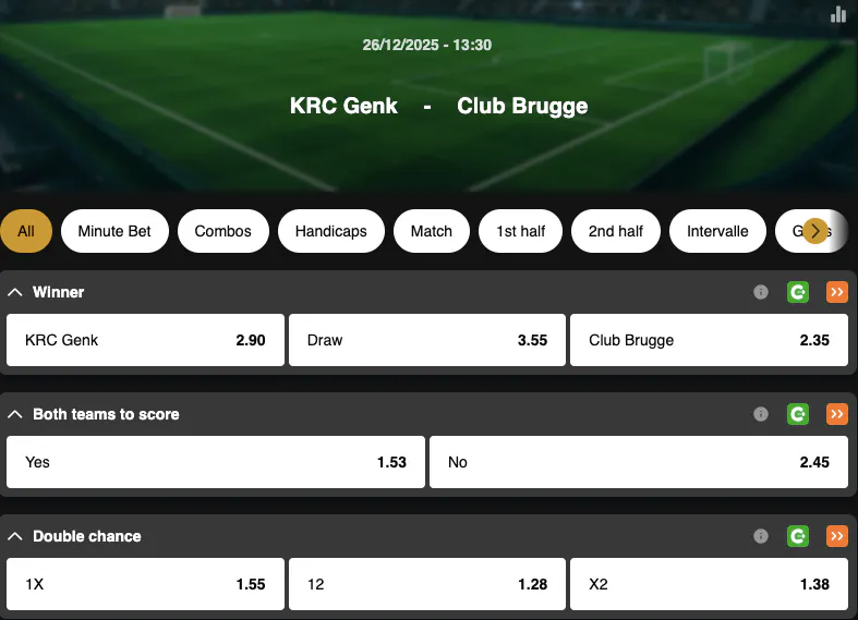 Jupiler Pro League | Genk - Club Bruges | Golden Vegas Sport