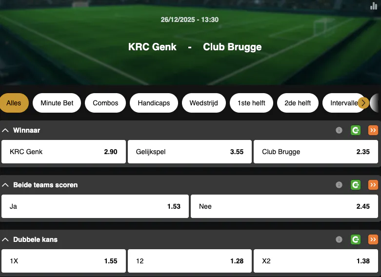 Jupiler Pro League | Genk - Club Brugge | Golden Vegas Sport