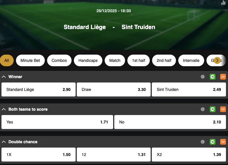 Jupiler Pro League | Standard de Liege - Sint-Truiden | Golden Vegas Sport