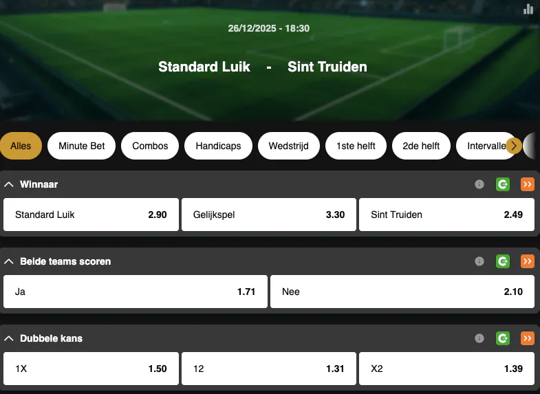 Jupiler Pro League | Standard de Liege - Saint Trond | Golden Vegas Sport