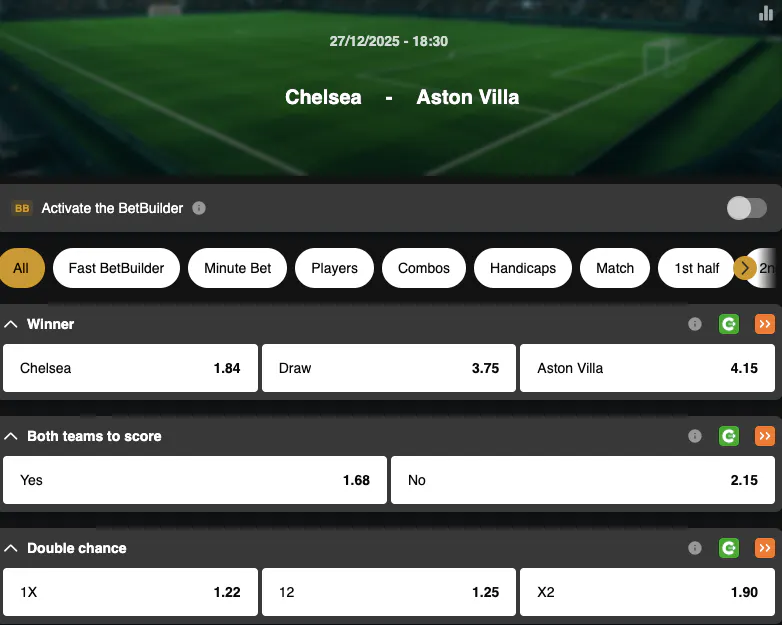 Premier League | Chelsea - Aston Villa | Golden Vegas Sport
