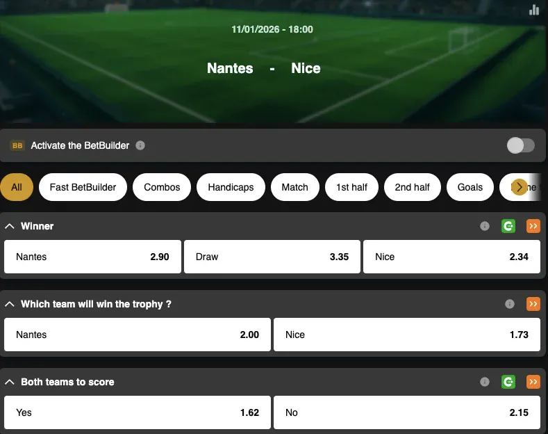 Coupe de France  | Nantes - Nice | Golden Vegas Sport