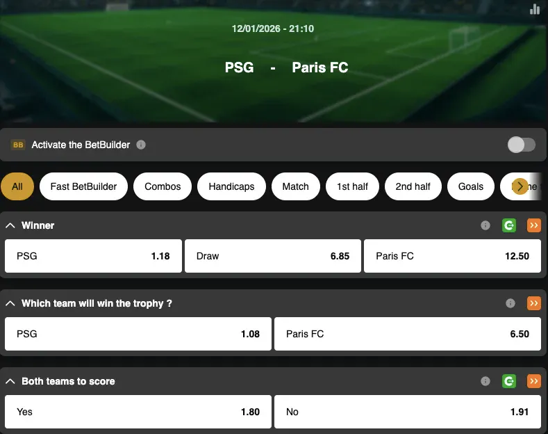 Coupe de France  | PSG - PFC | Golden Vegas Sport