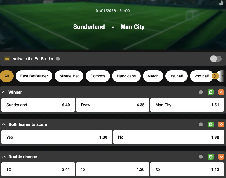 Premier League | Sunderland - Manchester City | Golden Vegas Sport