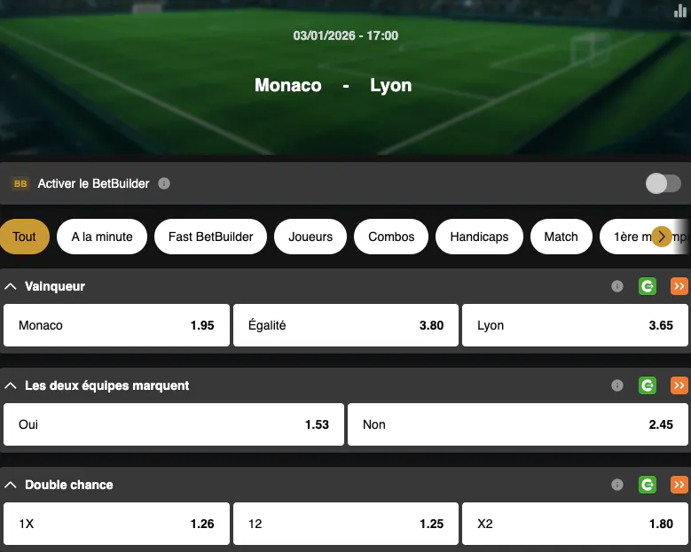 Ligue 1  | Monaco-Lyon | Golden Vegas Sport