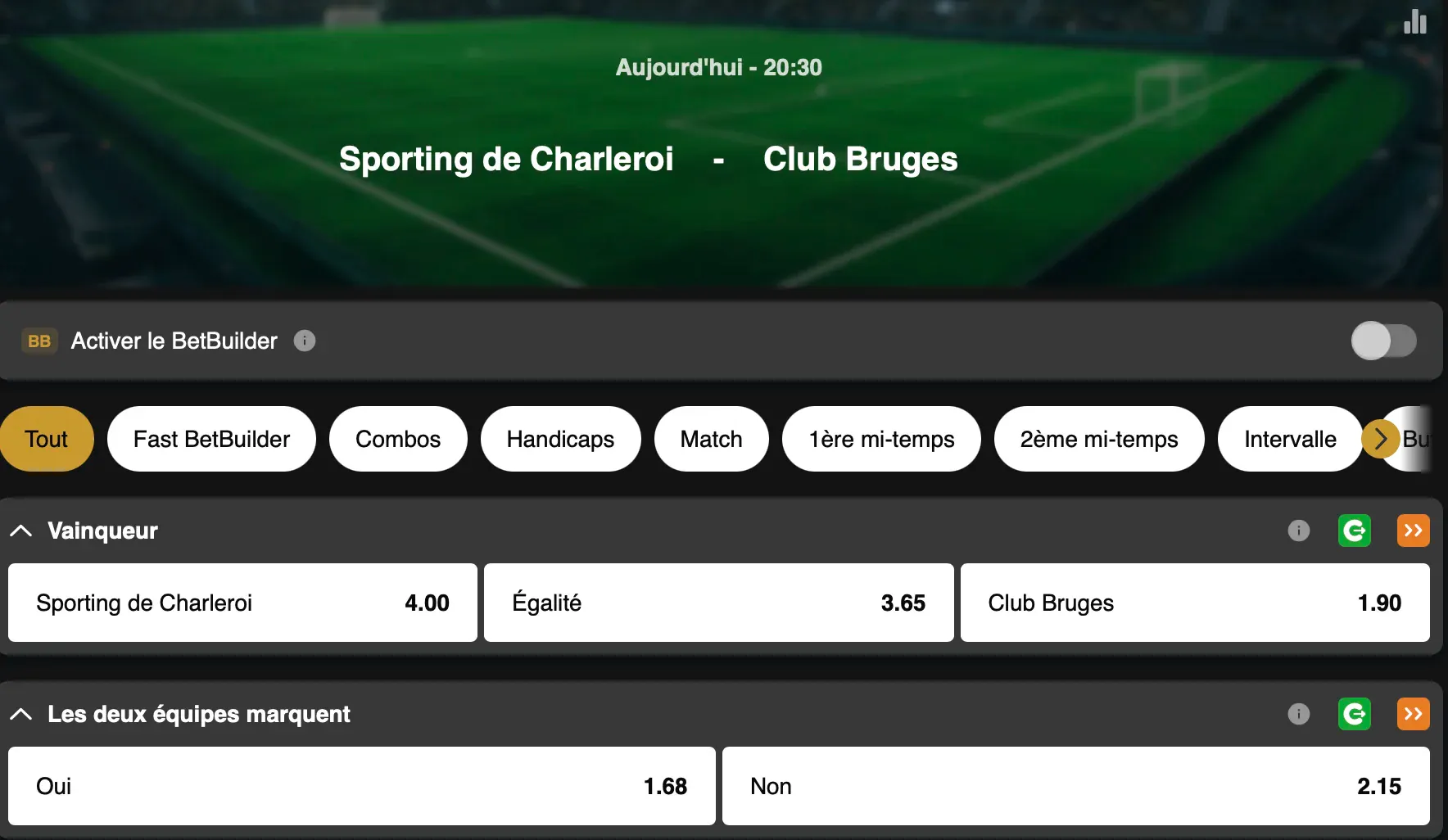Coupe de Belgique  | Charleroi - Club Bruges | Golden Vegas Sport