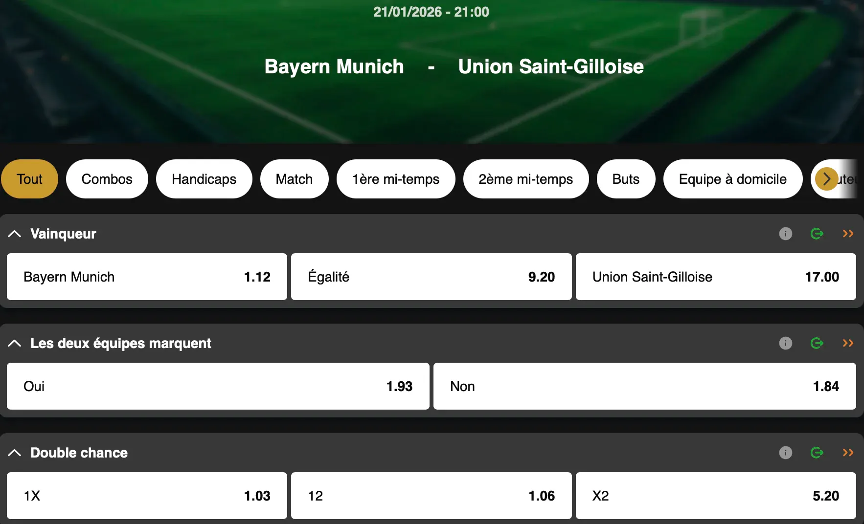 Champions League | Bayern Munich - Union Saint-Gilloise | Golden Vegas Sport