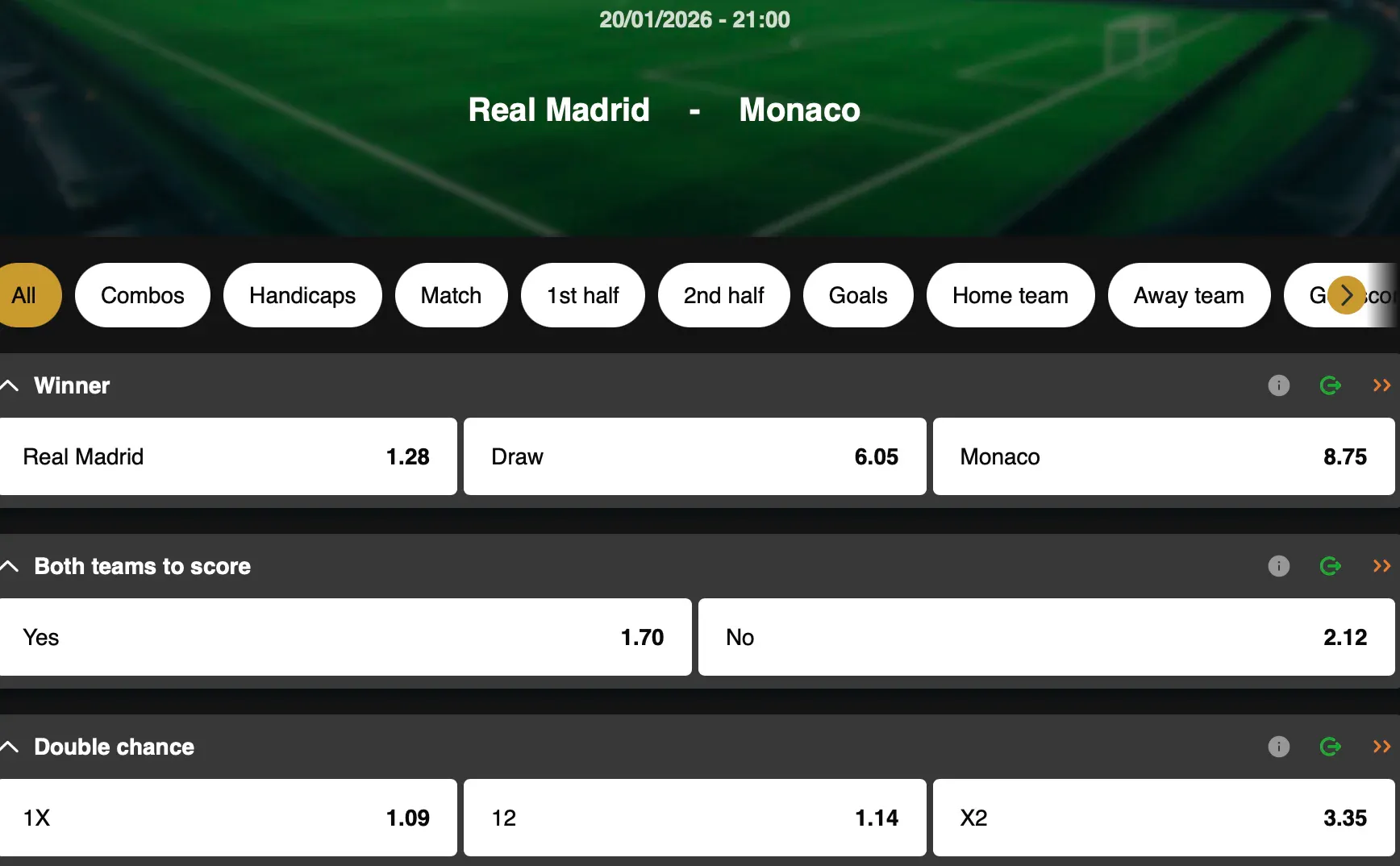 Champions League | Real Madrid - Monaco | Golden Vegas Sport
