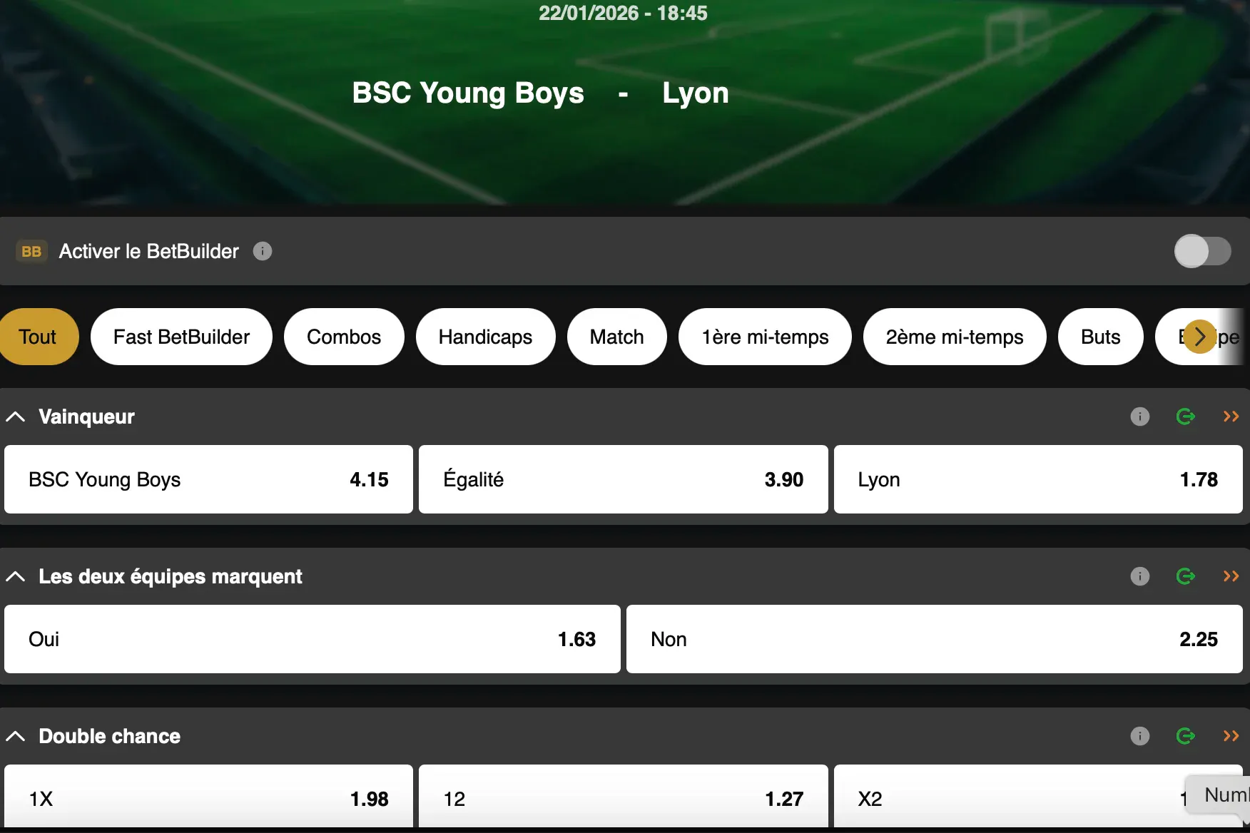 Europa League | Young Boys Berne - Olympique Lyonnais | Golden Vegas Sport
