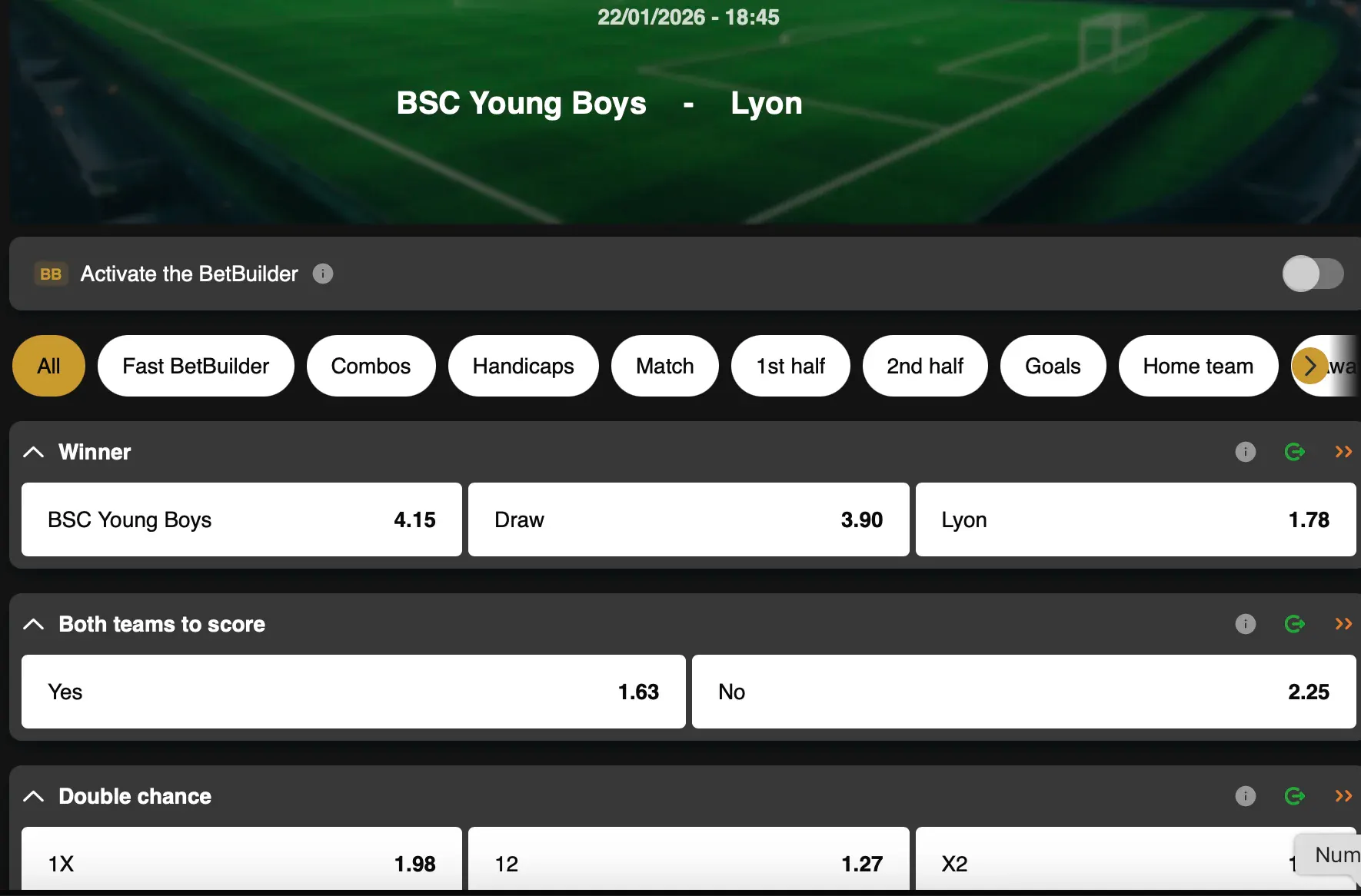 Europa League | Young Boys Berne - Olympique Lyonnais | Golden Vegas Sport