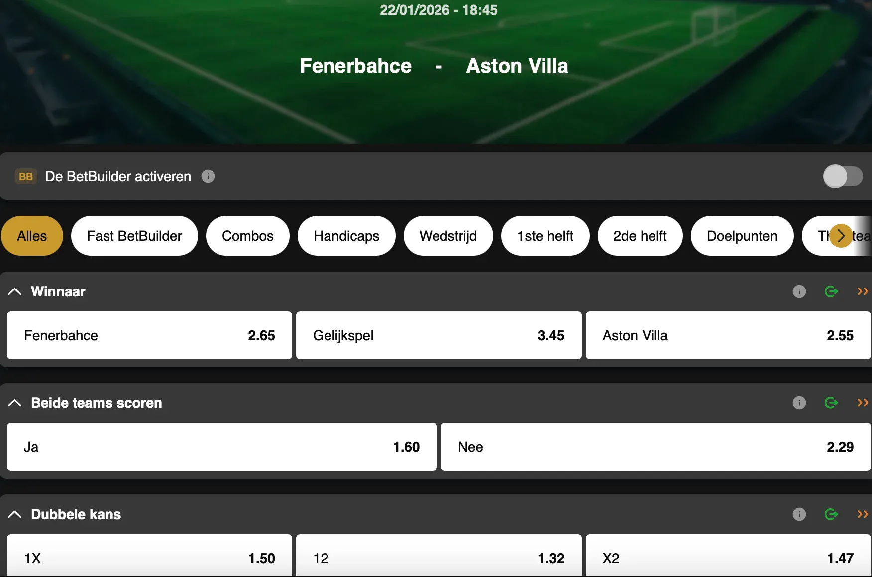 Europa League | Fenerbahce - Aston Villa | Golden Vegas Sport