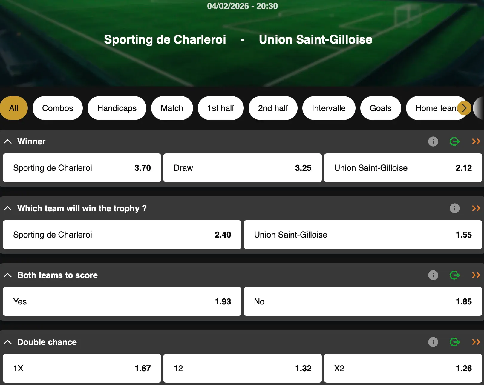 Belgian Cup | Charleroi - Union Saint Gilloise | Golden Vegas Sport