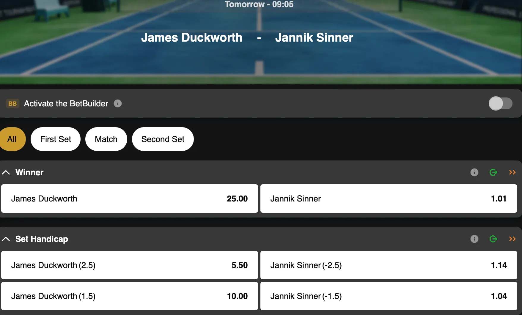 Australian Open | James Duckworth - Jannik Sinner | Golden Vegas Sport