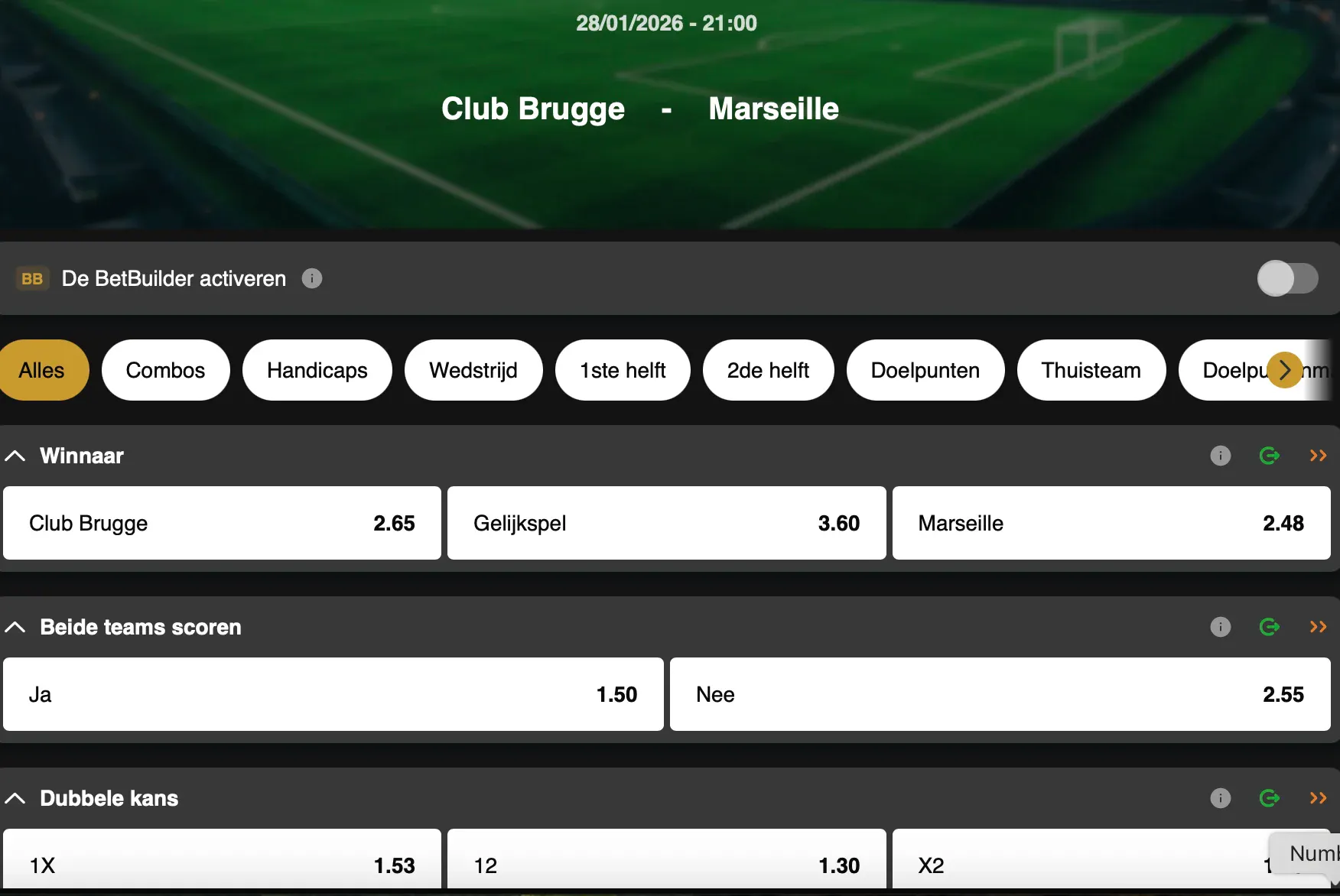 Champions League | Club Bruges - Olympique Marseille | Golden Vegas Sport