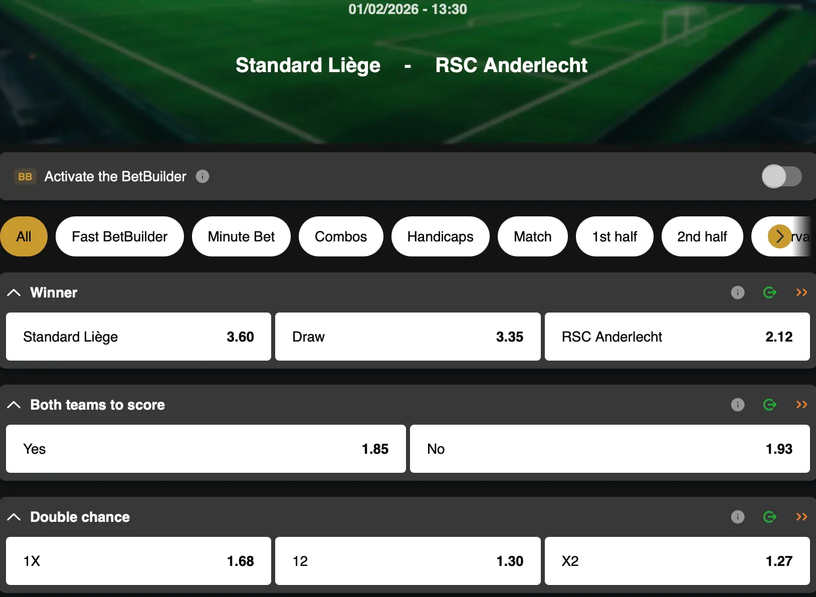 Jupiler Pro League | Standard - Anderlecht | Golden Vegas Sport
