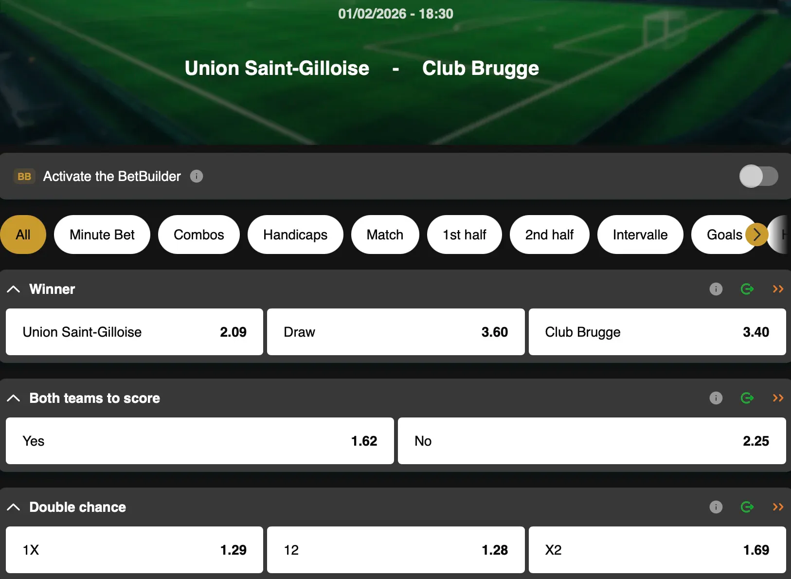 Jupiler Pro League | Union Saint-Gilloise - Club Bruges | Golden Vegas Sport