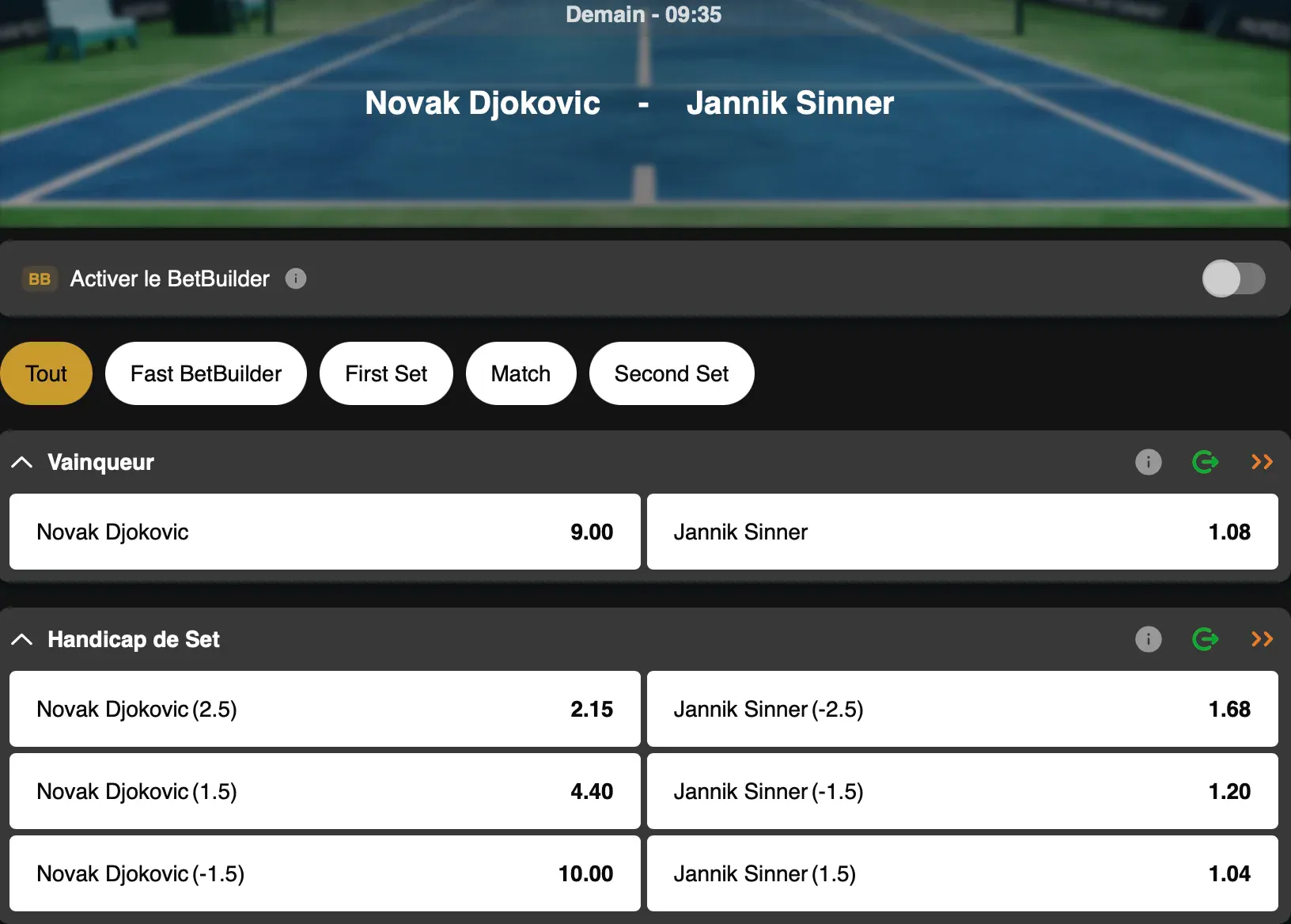 Open d'Australie de Melbourne |  Novak Djokovic - Jannik Sinner | Golden Vegas Sport