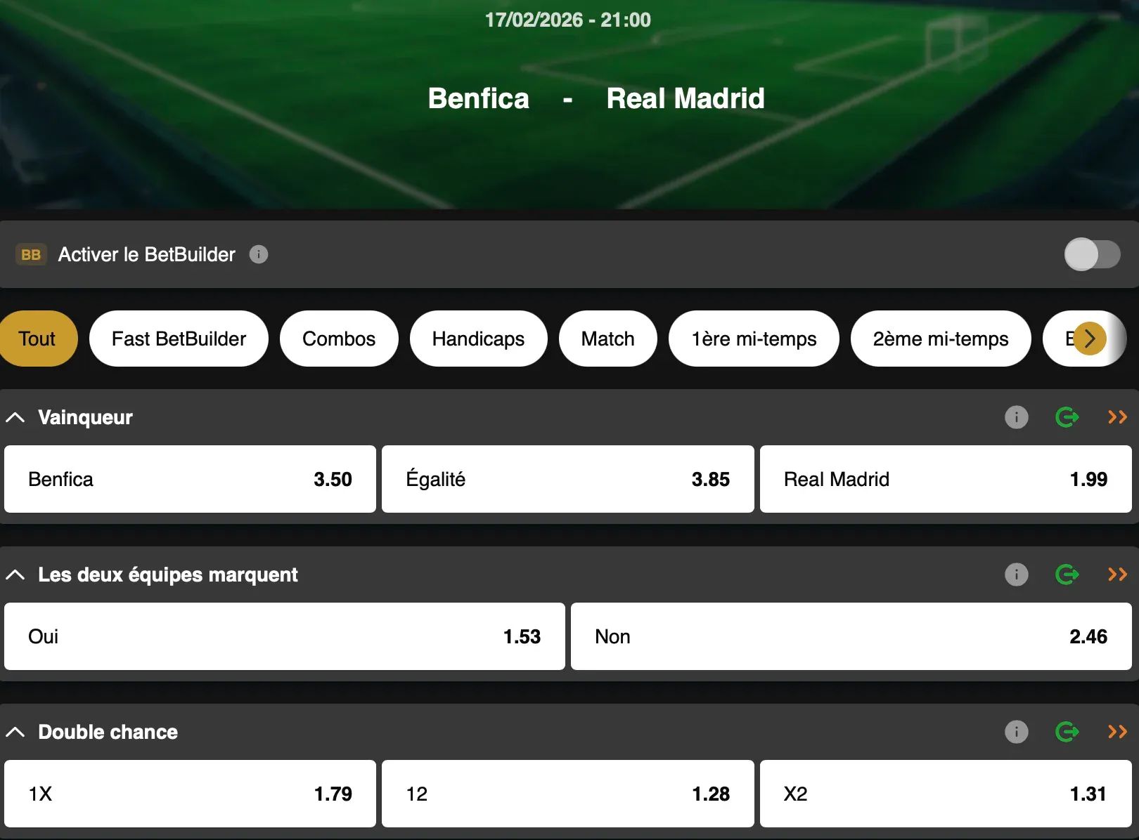 Misez en direct sur les barrages de la Ligue des Champions sur GoldenVegas Sport avec le choc Benfica - Real Madrid