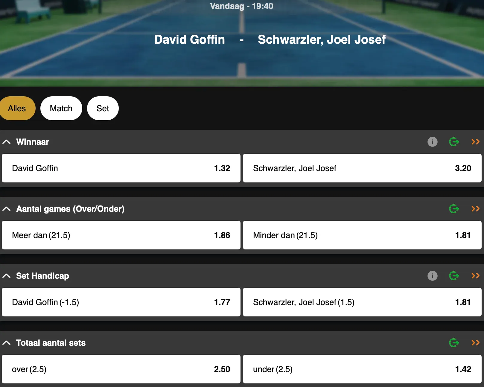 De Belg David Goffin wil schitteren op de Challenger van Lille tegen Schwaerzler.