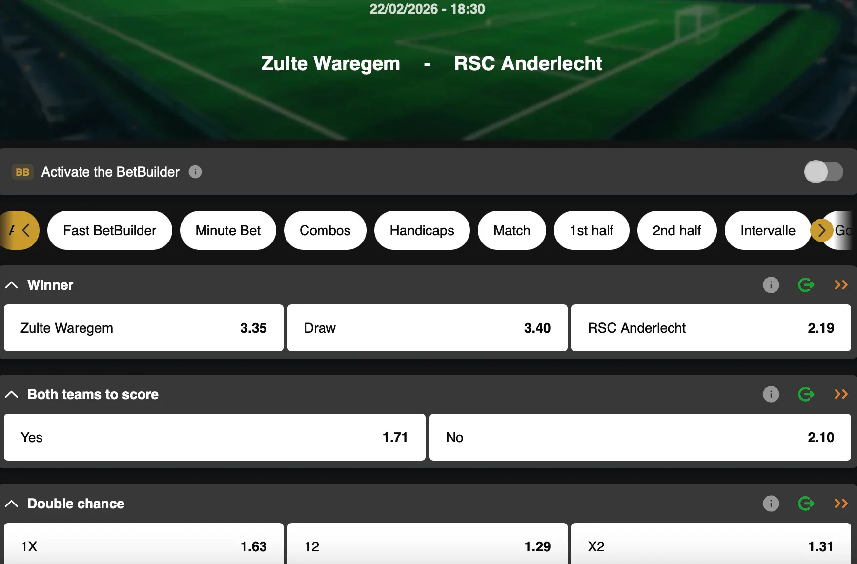 Jupiler Pro League and the race for Playoffs 1 can be followed on GoldenVegas Sport.