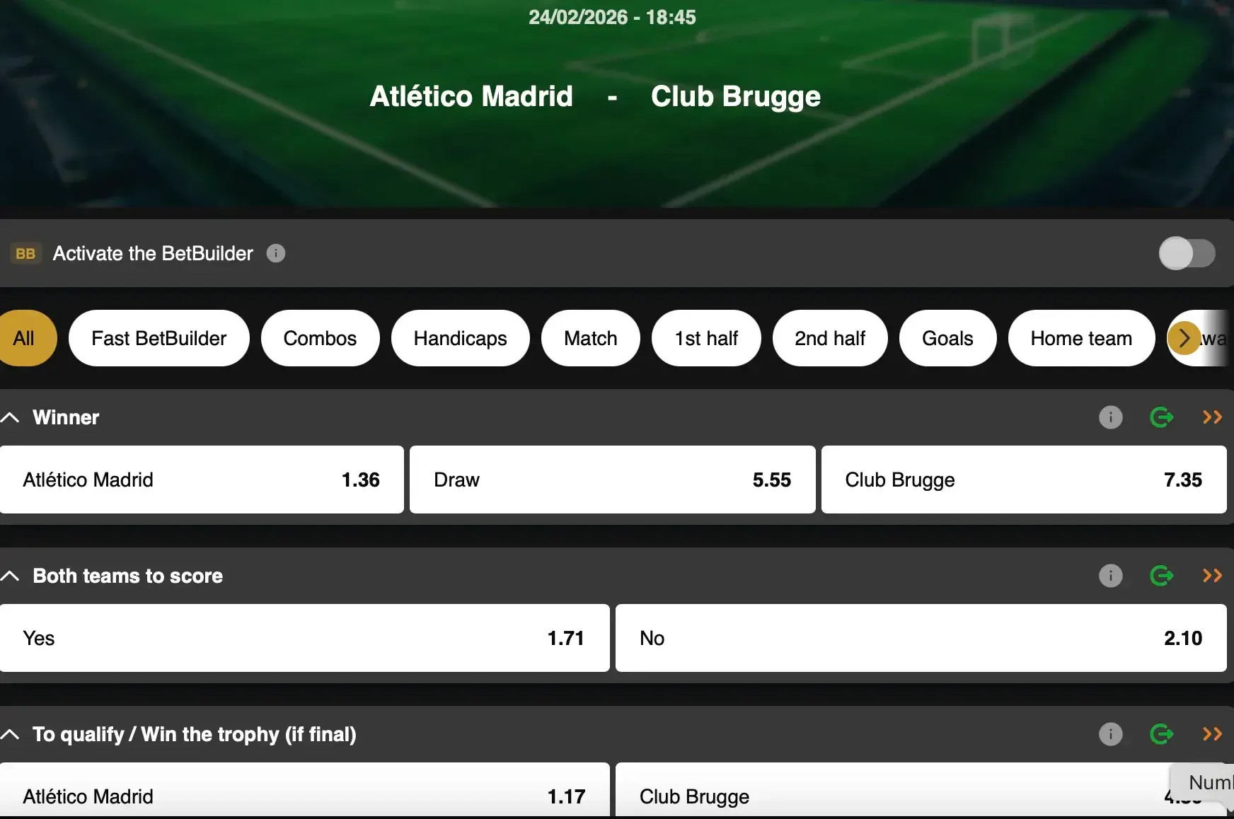 Champions League: Can Club Brugge pull off a historic upset away at Atlético Madrid? Follow the match live on GoldenVegas Sport.