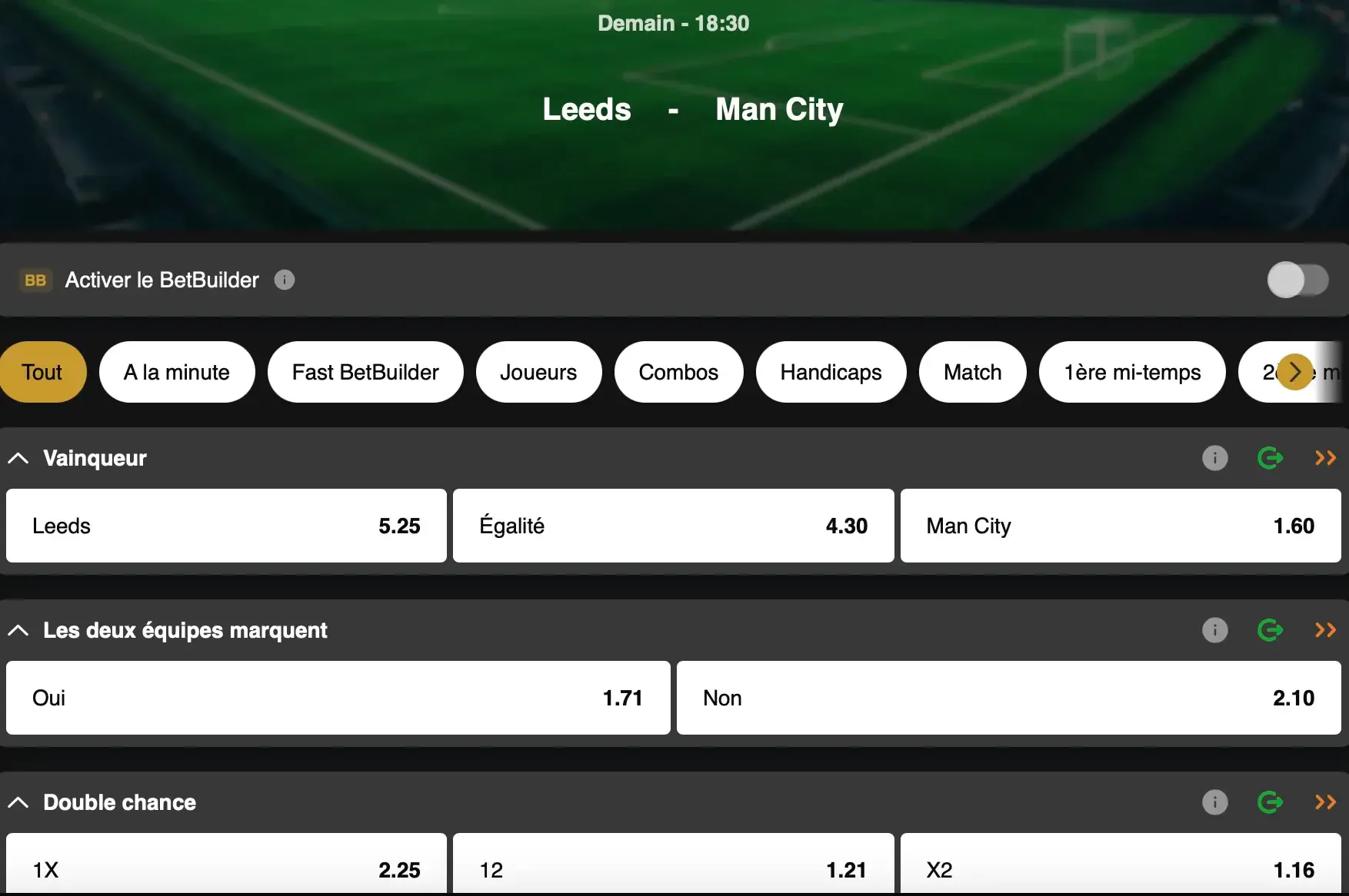 Vivez la lutte pour la Premier League sur GoldenVegas Sport avec un Leeds-Manchester City qui pourrait bouleverser la course pour le titre.