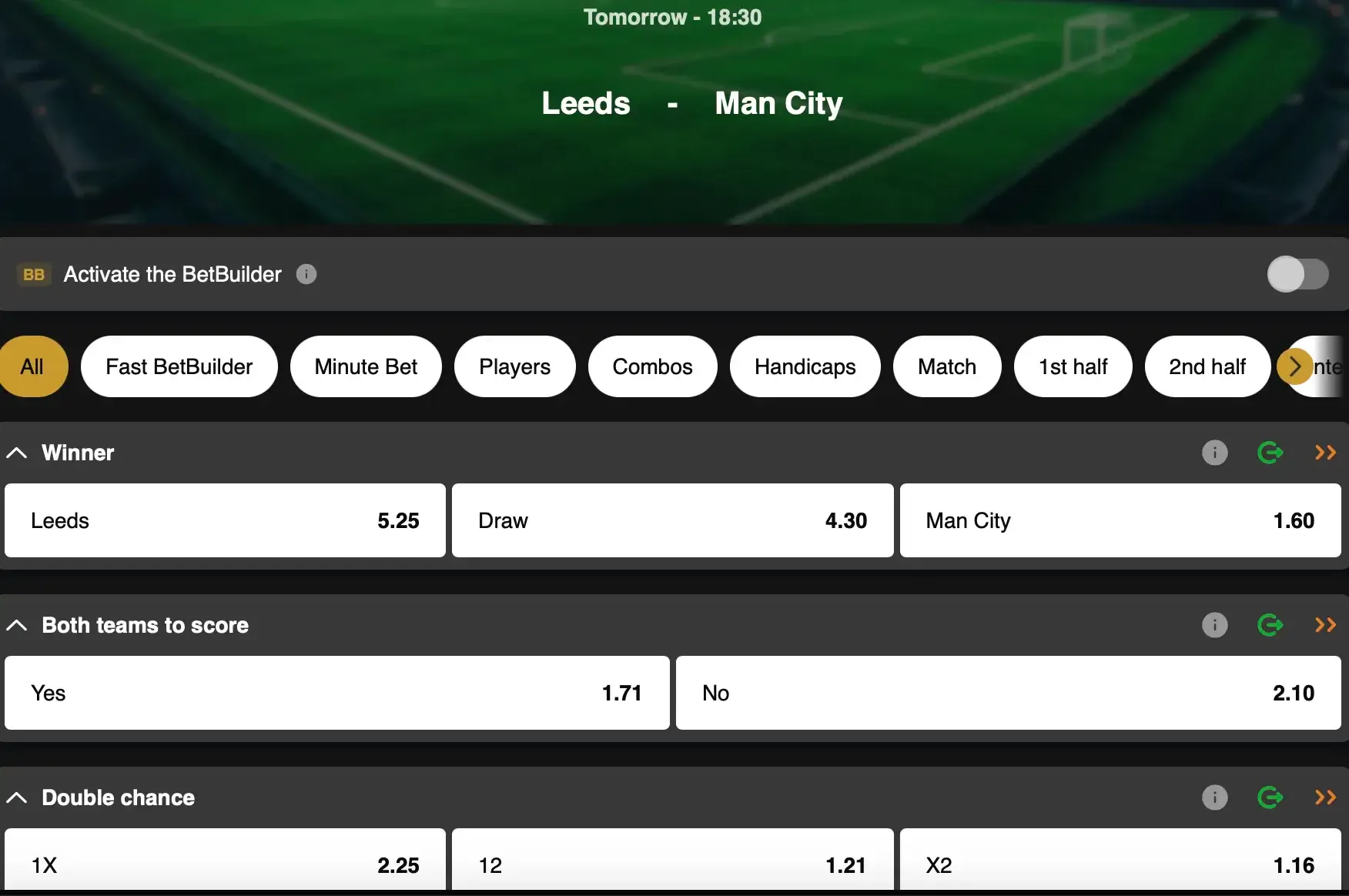 Experience the Premier League title race on GoldenVegas Sport, with Leeds vs Manchester City set to potentially shake up the battle for the championship.